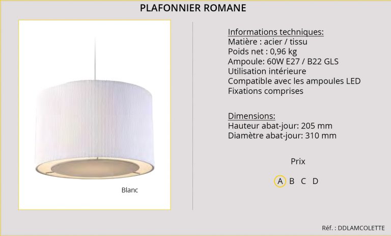 Plafonnier Romane