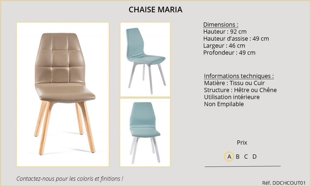 Rideaux Hôtels Restaurants CHR HORECA chaise Maria