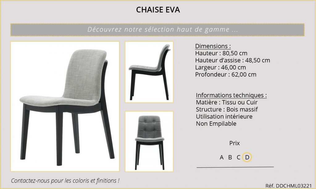 Rideaux Hôtels Restaurants CHR HORECA chaise Eva