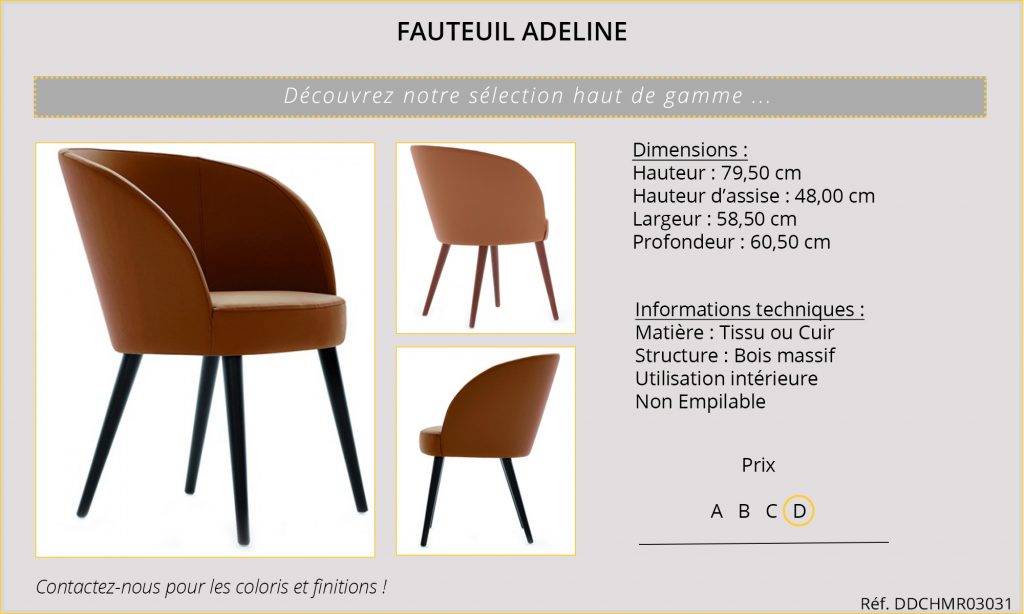 Rideaux Hôtels Restaurants CHR HORECA fauteuil Adeline