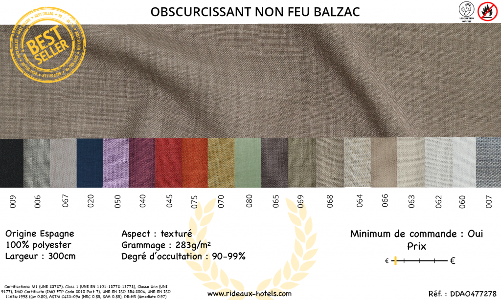 Fiche Produit Obscurcissant non feu Balzac