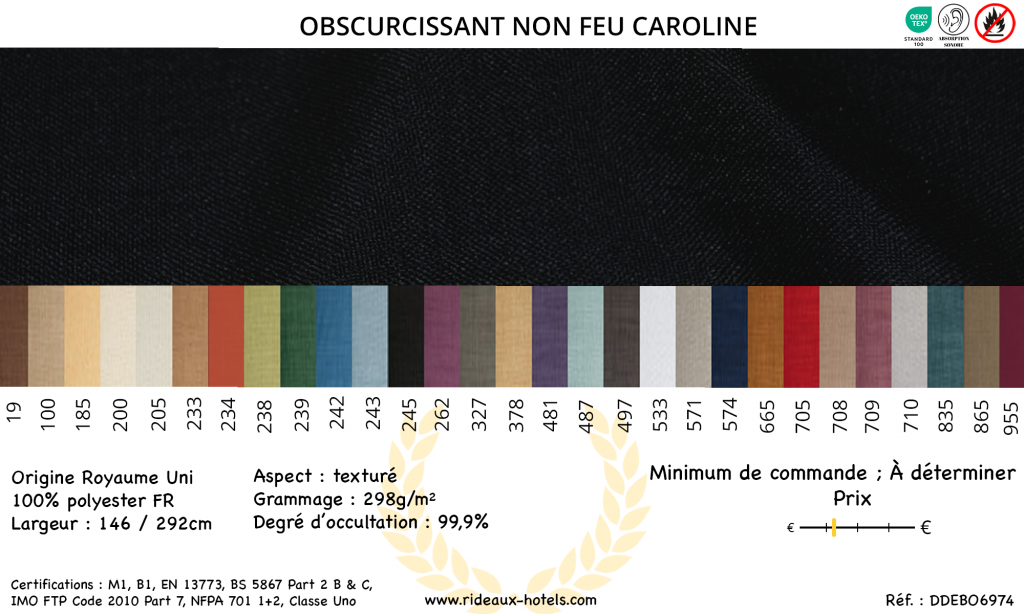 Fiche produit de Obscurcissant non feu Caroline