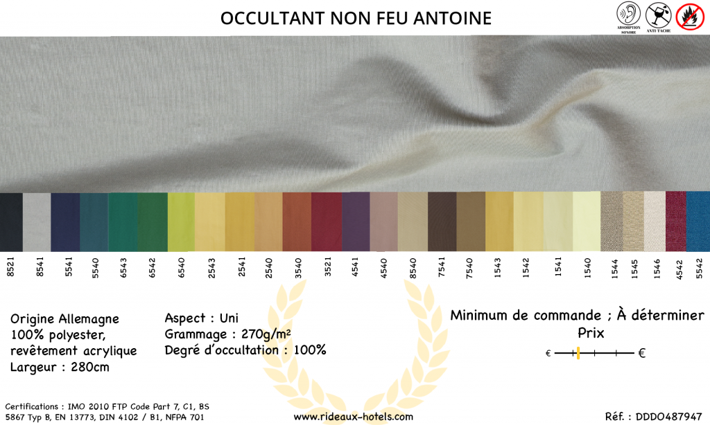 Fiche Produit Occultant non feu Antoine