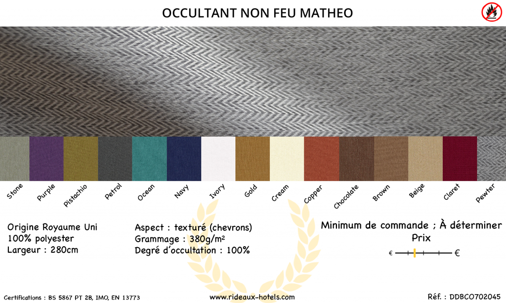 Fiche Produit Occultant non feu Matheo