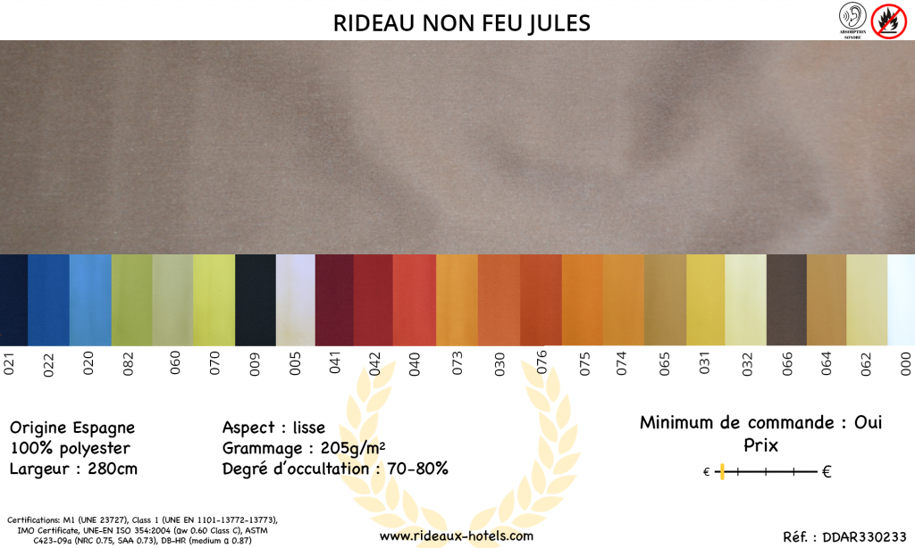 Fiche Produit Rideau Non Feu Jules