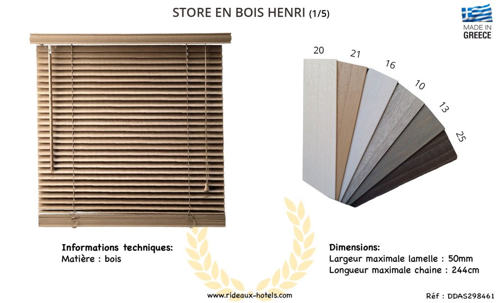 Fiche produit du modèle de store en bois Henri part 1