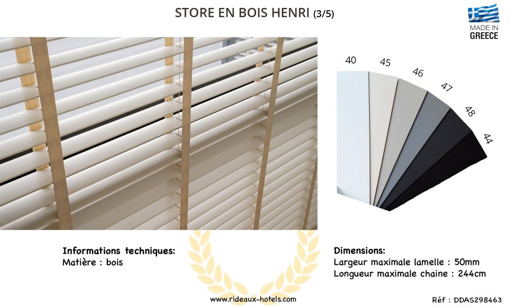 Fiche produit du modèle de store en bois Henri part 3