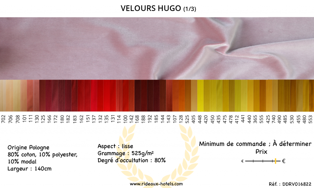 Fiche Produit Rideaux Velours Hugo Gamme Couleurs 1