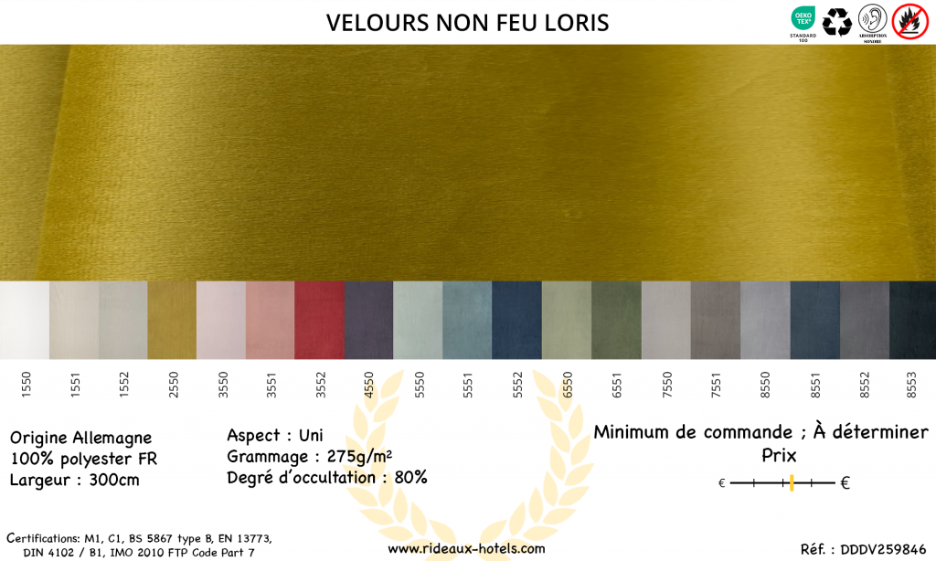 Fiche Produit Rideaux Velours non feu Loris