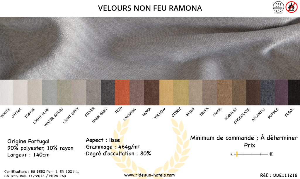 Fiche Produit Rideaux Velours non feu Ramona