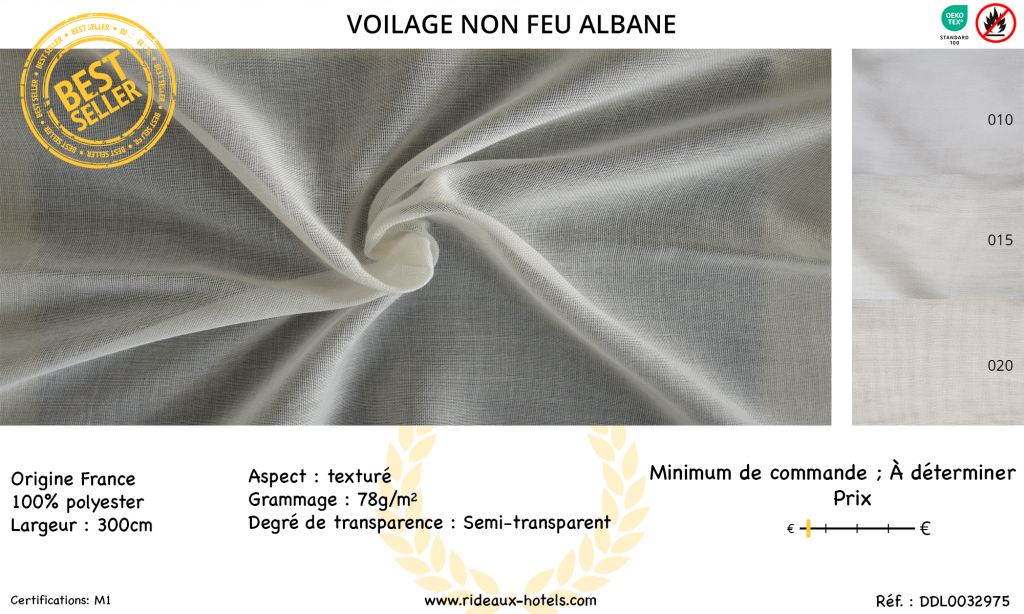 Fiche produit du voilage non feu Albane