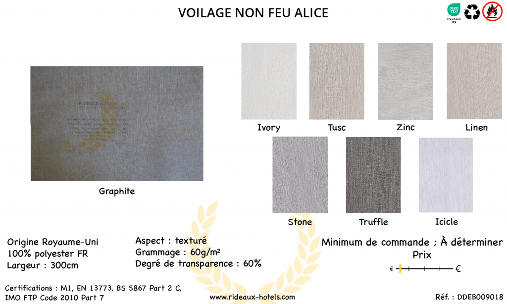Fiche Produit Voilage Non Feu Alice