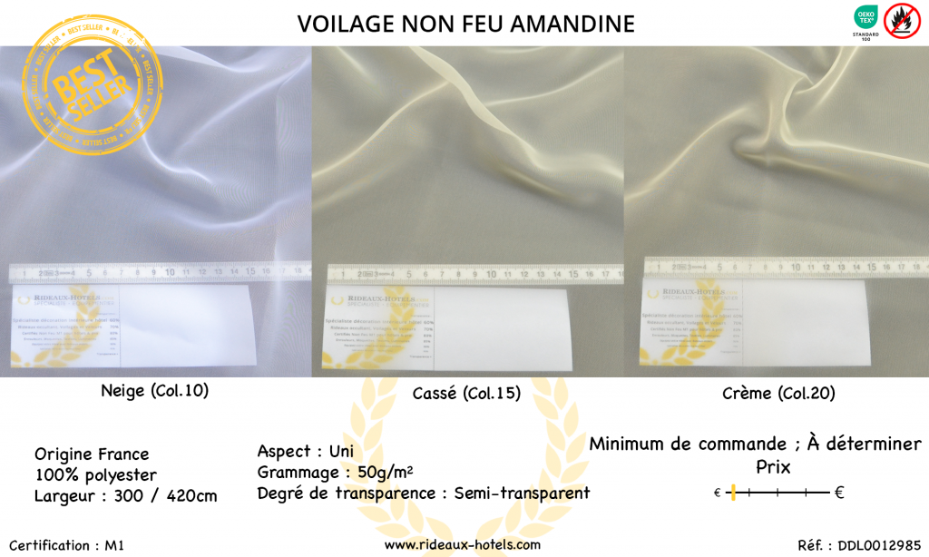 Fiche Produit Voilage Non Feu Amadine
