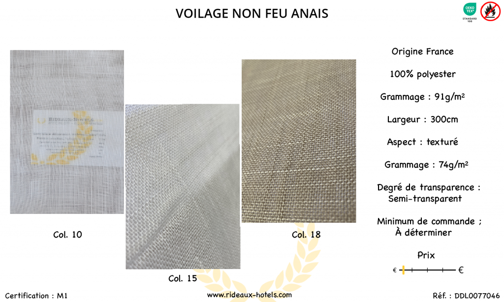 Fiche Produit Voilage Non Feu Anais
