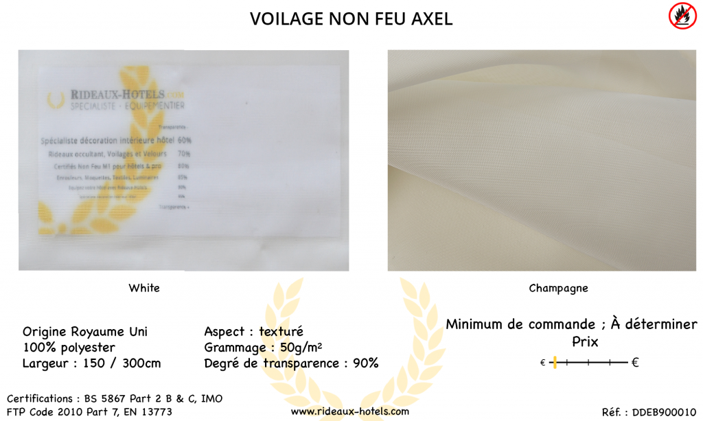 Fiche Produit Voilage Non Feu Axel