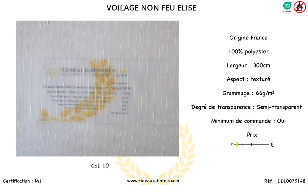 Fiche Produit Voilage Non Feu Elise