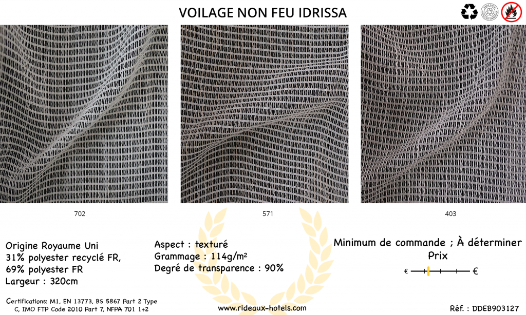 Fiche Produit Voilage Non Feu Idrissa