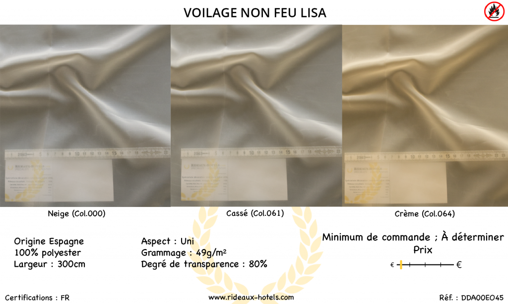 Fiche Produit Voilage Non Feu Lisa
