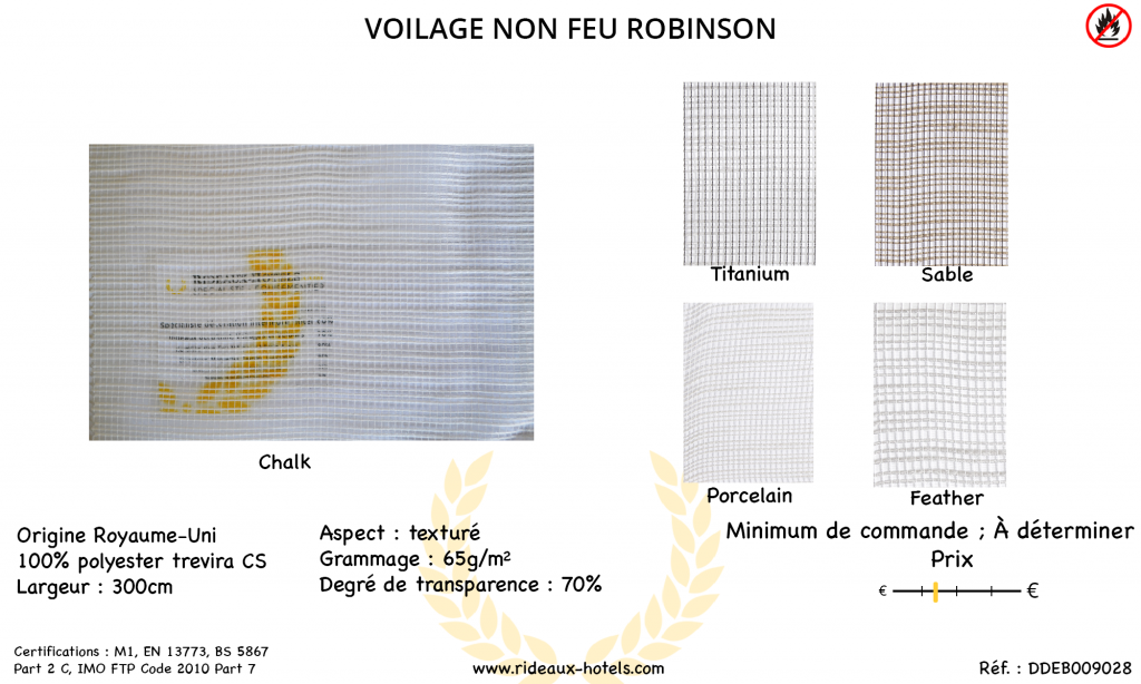 Fiche Produit Voilage Non Feu Robinson