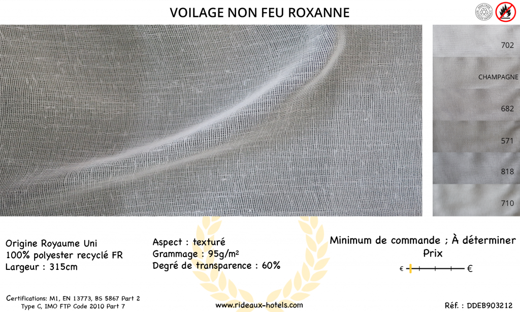 Fiche Produit Voilage Non Feu Roxanne