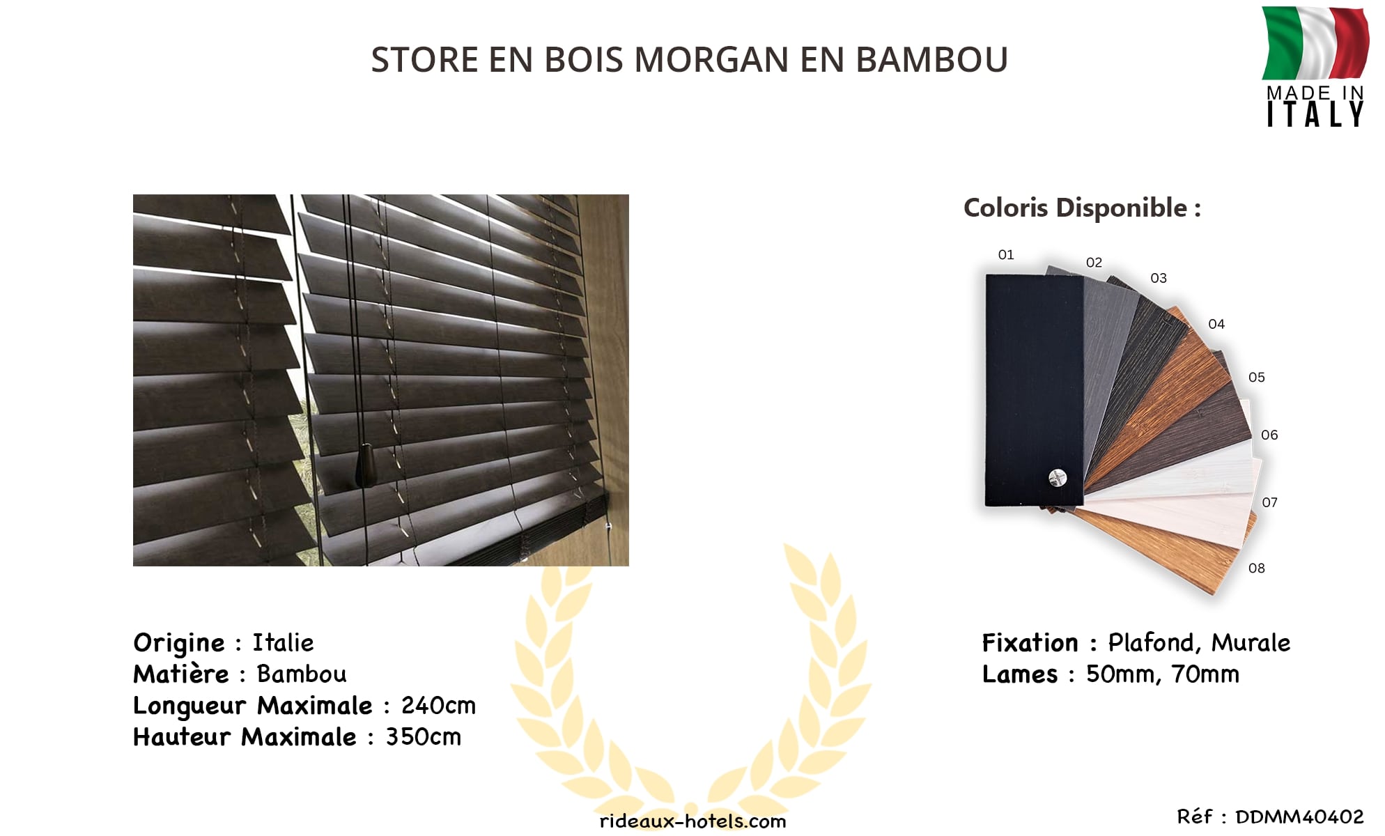 Fiche Produit du store en bois de bambou Morgan