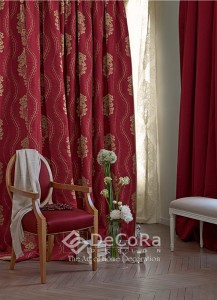 grand rideaux rouge motifs anti-feu ignifugé 
