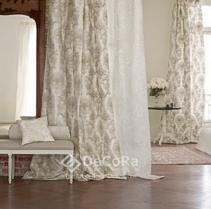 rideaux et voilage clair anti-feu ignifugé à motifs