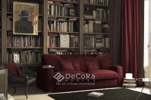 rideaux pourpres anti-feu ignifugé  bibliothèque 