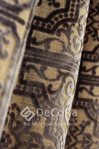 motif marron beige sur rideaux anti-feu ignifugé    